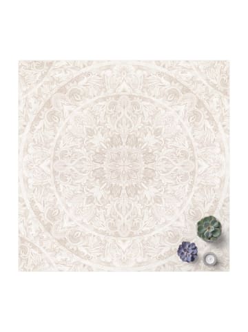 WALLART Vinyl-Teppich - Mandala Aquarell Ornament beige in Creme-Beige