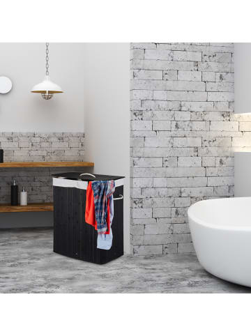 relaxdays Wäschekorb in Schwarz - (B)55 x (H)63 x (T)35 cm
