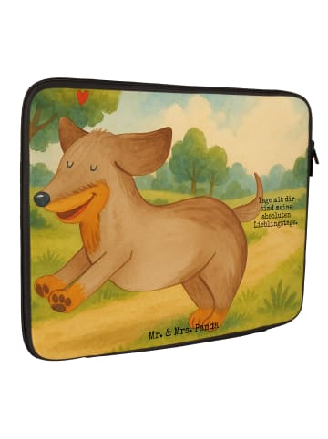 Mr. & Mrs. Panda Laptop Tasche Hund Dackel Design mit Spruch in Weiß