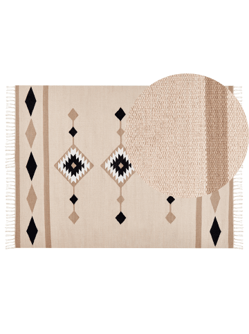 Beliani Kelim BERDIK in Bunt/Beige/Schwarz - (W) 140 x (L) 200 cm