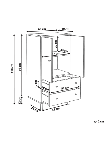 Beliani Kommode RONGE in Braun - (W) 60 x (H) 110 x (L) 40 cm