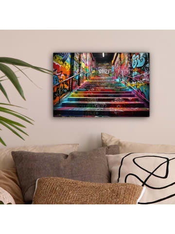 MuchoWow Leinwand Bilder Bunte Treppe