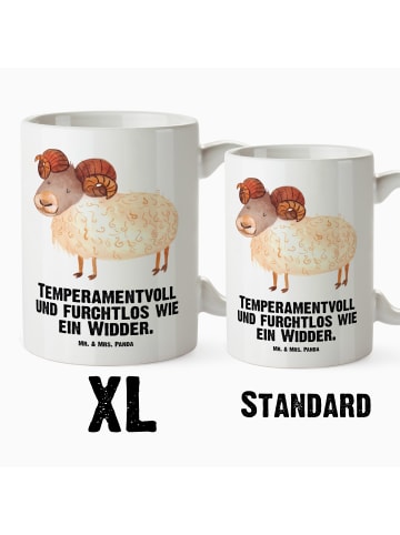 Mr. & Mrs. Panda Große Teetasse Sternzeichen Widder mit Spruch in Weiß