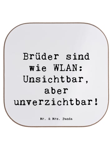 Mr. & Mrs. Panda Untersetzer Brüder sind wie WLAN: Unsichtbar, a... in Weiß