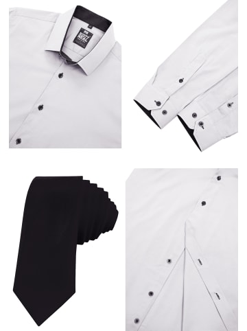 Rusty Neal Hemd mit Krawatte in Hell Grau