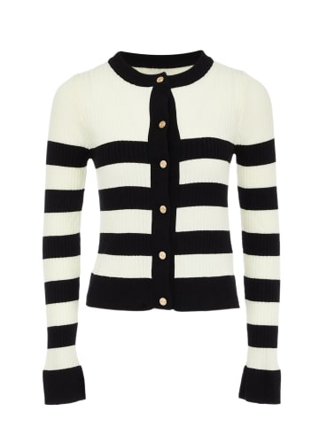 paino Damen Strickjacke in Schwarz Wollweiss