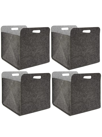 DuneDesign 4er Set Filz Regalkorb 33x33x38cm in Grau