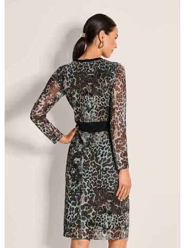 MADELEINE Elegantes Mesh-Kleid mit Animal-Print in schwarz / beige / multicolor