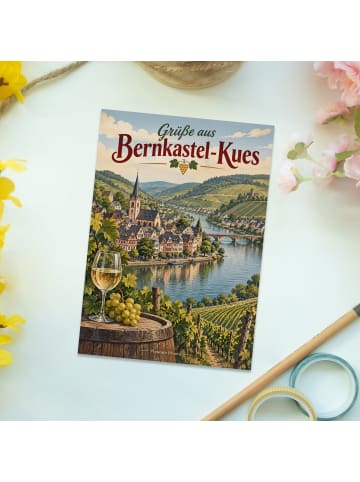 Grußkarte Altstadt nostalgisch Design mit Spruch in Weiß