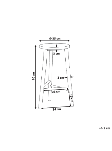 Beliani Beistelltisch ITAPARICA in Naturfarben - (W) 35 x (H) 70 x (L) 35 cm
