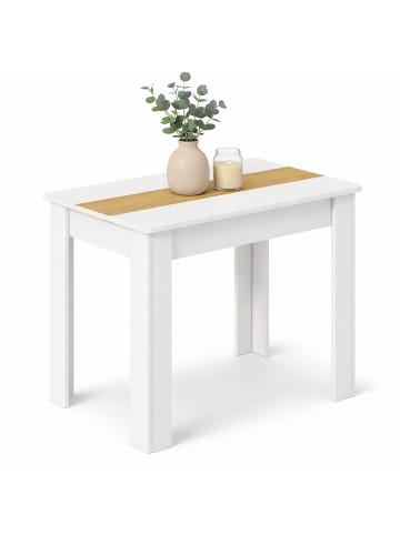 VCM Esstisch Küchentisch B. 80 x T. 50 cm Disalo in Weiß / Honig-Eiche