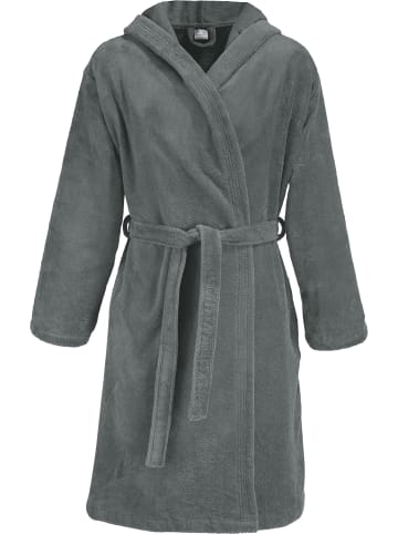 Erwin Müller Velours-Frottier Unisex-Bademantel mit Kapuze Heidenheim in grau