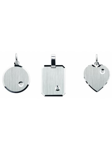 Adeliás Damen 925 Silber Gravurplatte Anhänger mit Zirkonia in silber