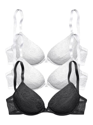 PETITE FLEUR Push-up-BH in 2xweiß+1xschwarz