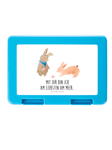 Mr. & Mrs. Panda Brotbox Hasen Muschel mit Spruch in Weiß