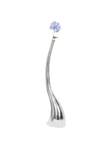 KADIMA DESIGN Handgemachte Silber Aluminium Vase - 124 cm, S-förmig, für Einzelblumen, modern