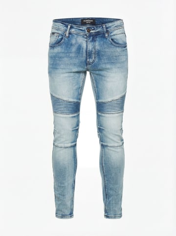 KOROSHI Slim denim biker jeans in blau