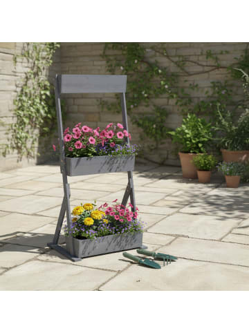 relaxdays Vertikalbeet "3 Kästen" in Grau - (B)60 x (H)140 x (T)50 cm