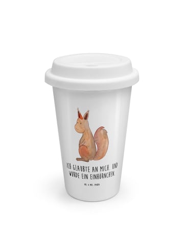 Mr. & Mrs. Panda Thermobecher To Go Einhorn Glauben mit Spruch in Weiß