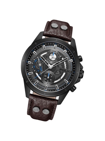 Police Chronograph-Armbanduhr Police Malawi dunkelbraun extra groß (ca. 45x53mm)