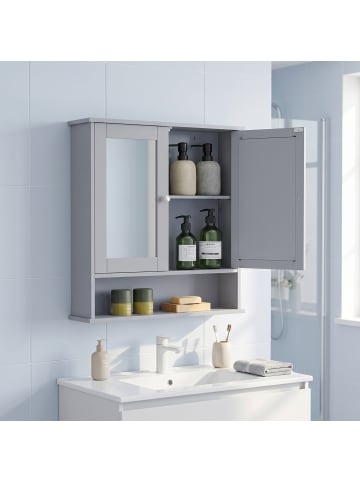 VASAGLE Badezimmerschrank Siren in Grau - (B)56.5 x (H)58.5 x (T)13 cm