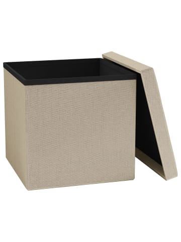 VCM  Stoff Sitztruhe Sitzbank Truhe Box Hocker Boxas in Creme
