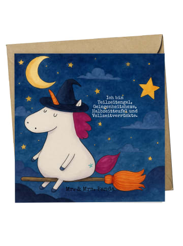 Mr. & Mrs. Panda Klappkarte Einhorn Hexe Design mit Spruch in Weiß