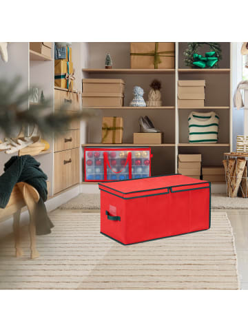 relaxdays Weihnachtskugel-Aufbewahrungsbox in Rot/ Grün - (B)30 x (H)30 x (T)30 cm