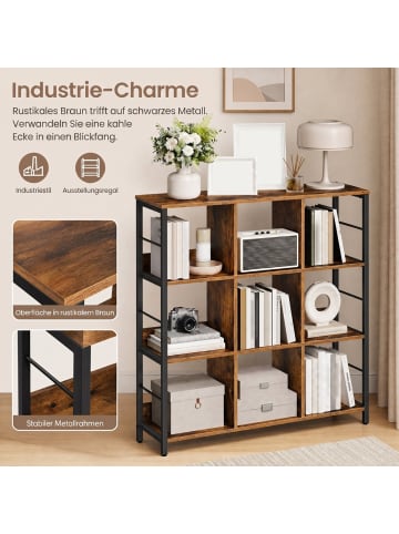 VASAGLE Bücherregal Barnet in Braun-Schwarz - (B)30 x (H)103.1 x (T)100 cm