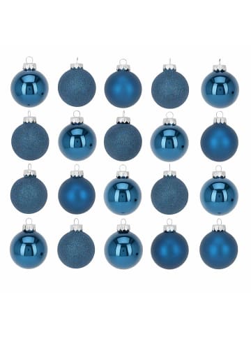 Home&Styling Collection Glas-Weihnachtskugeln, 20 Stück in Blau, (B) 15 x (H) 27 x (L) 15 cm