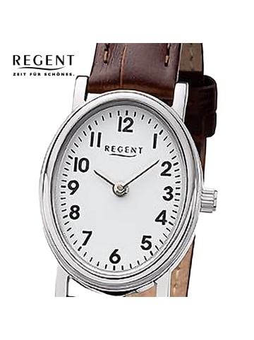 Regent Analog-Armbanduhr Regent Lederarmband braun extra groß (ca. 28x32mm)
