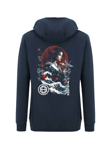 OLDSKULL Hoodie Asian Blossom Queen Logo Graphic in Navy Blue