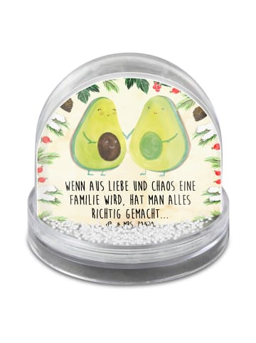 Mr. & Mrs. Panda Schneekugel Weihnachten Avocado Pärchen mit Spruch in Naturpapier