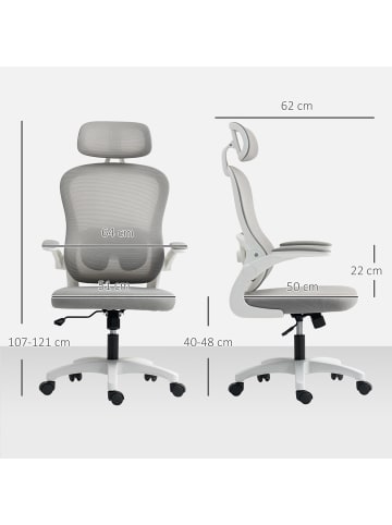 HOMCOM Bürostuhl in Grau 64L x 62B x 115H cm
