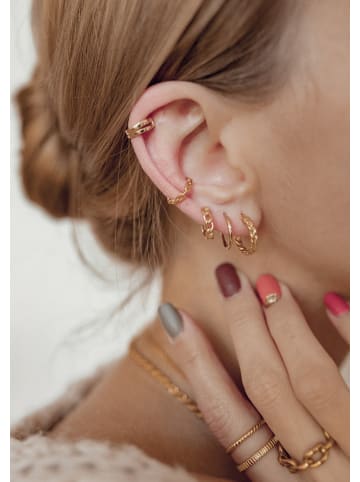 Hey Happiness Vergold. Ohrringe Geflochten 925 Sterlingsilber in Gold - (D) 1,7 cm