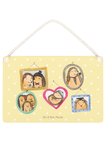 Mr. & Mrs. Panda Schild Igel Familie ohne Spruch in Gelb Pastell