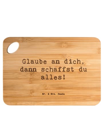 Mr. & Mrs. Panda Schneidebrett Spruch Angst überwinden mit Spruch in Braun