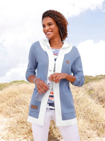 WITT WEIDEN Longstrickjacke in taubenblau-ecru