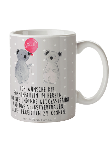 Mr. & Mrs. Panda Trinkbecher Koala Luftballon mit Spruch in Grau Pastell