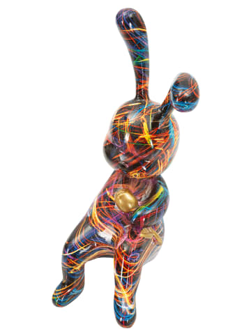 Mauro Ferretti Mehrfarbige, hasenförmige Kunstharzskulptur, 21,5 x 10 x 22 cm