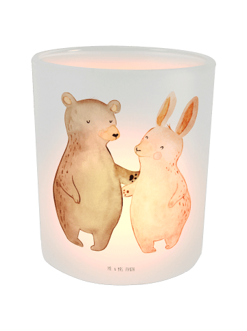Mr. & Mrs. Panda Windlicht Bär und Hase Umarmen ohne Spruch in Transparent