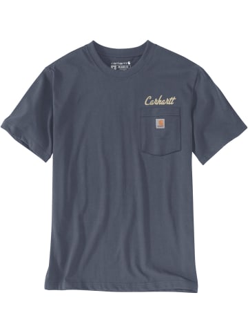 T-Shirt Hard Work in blau/grau
