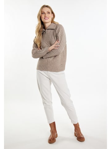 DreiMaster Damen Strickpullover in Schlamm Melange