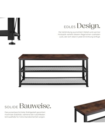 tectake Schuhregal Blackpool 101 x 30,5 x 45,5 cm, Industrial Holz dunkel, rustikal