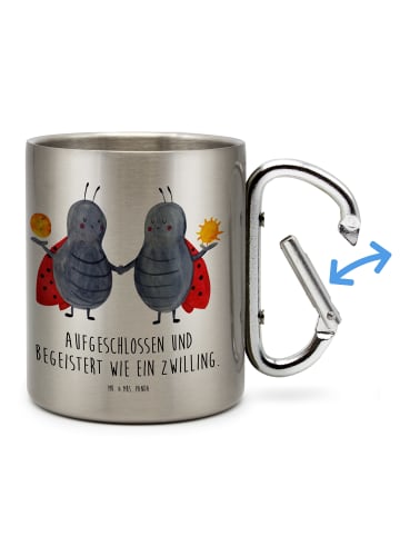 Mr. & Mrs. Panda Thermobecher Sternzeichen Zwilling mit Spruch in Silber