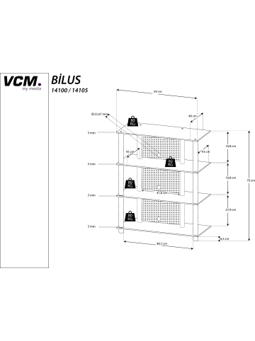 VCM  Hifi Möbel Rack Alu Glas Phono Bilus in Schwarzglas