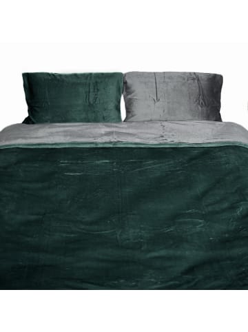 COFI 1453 Moderne Plüschbettwäsche mit Reißverschluss - einfarbig & wendbar in Grün