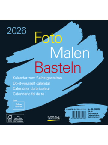 Korsch Kalender - Foto-Malen-Basteln Bastelkalender schwarz quer 2026