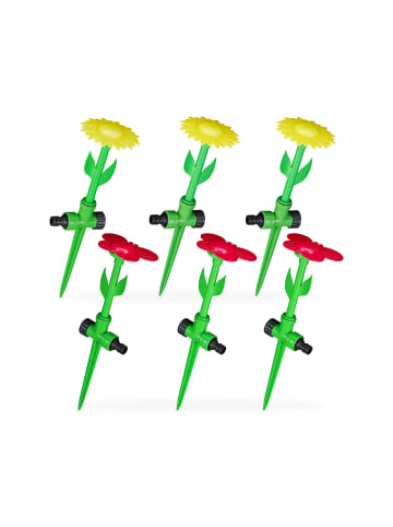 relaxdays 6x Sprinkler Blume in Rot/ Gelb