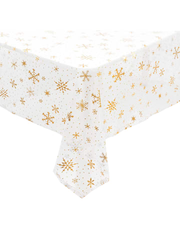 Atmosphera Créateur d'intérieur Fleckabweisende Tischdecke mit Schneeflocken in Weiß, (B) 140 x (L) 360 cm